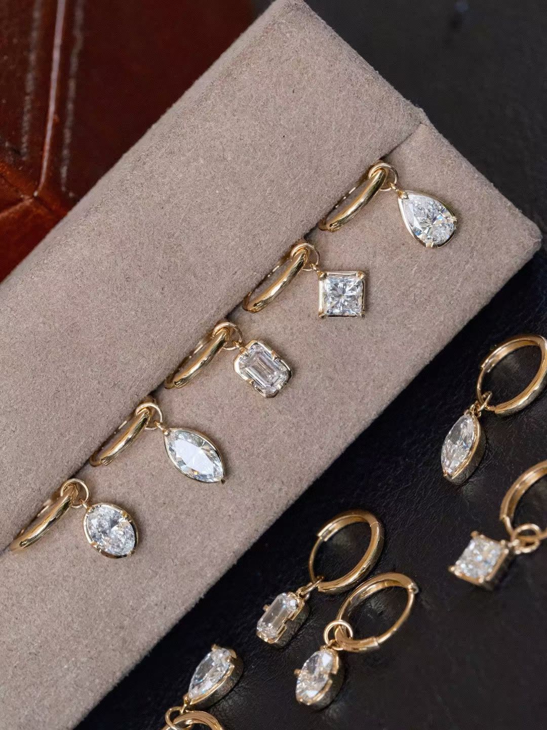 18K培育鑽石耳圈