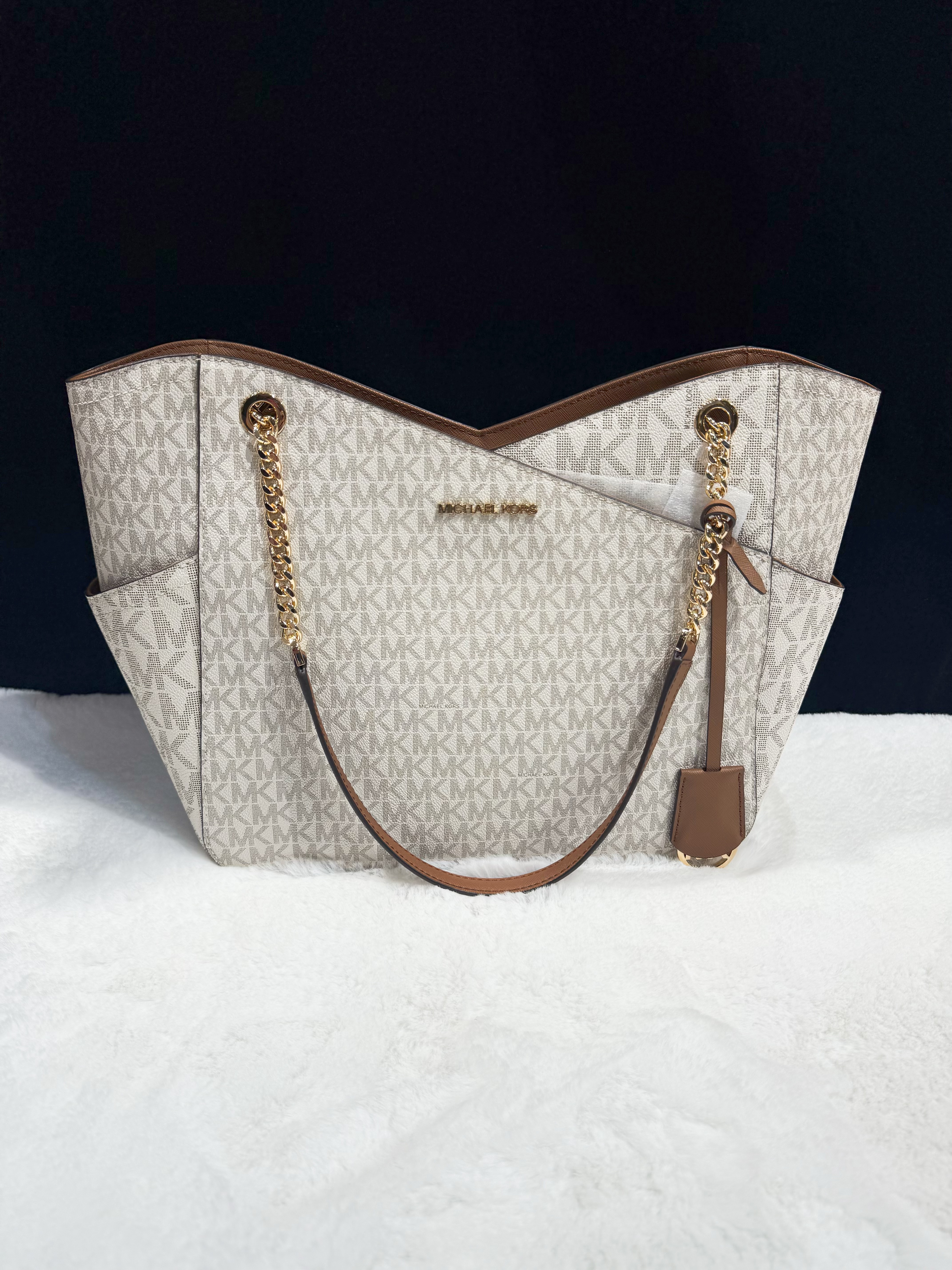 Michael kors chain tote white/m