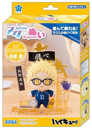 Sega, Acrylic Stand and Plush Doll Stuffed Toy: Haikyu!! Kei Tsukishima  排球少年 月島螢 (立牌背景+毛公仔)