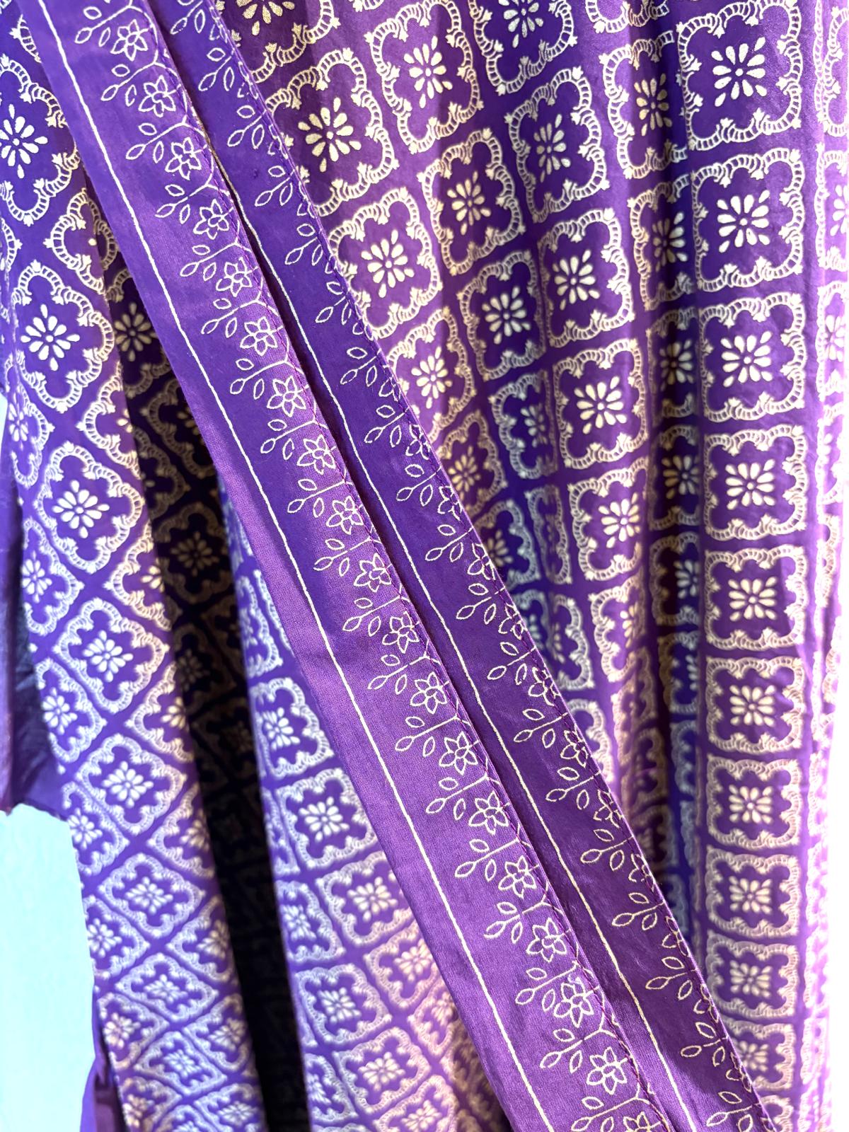 泰國名牌CHEVA - 紫色印花燙金Wrap Skirt