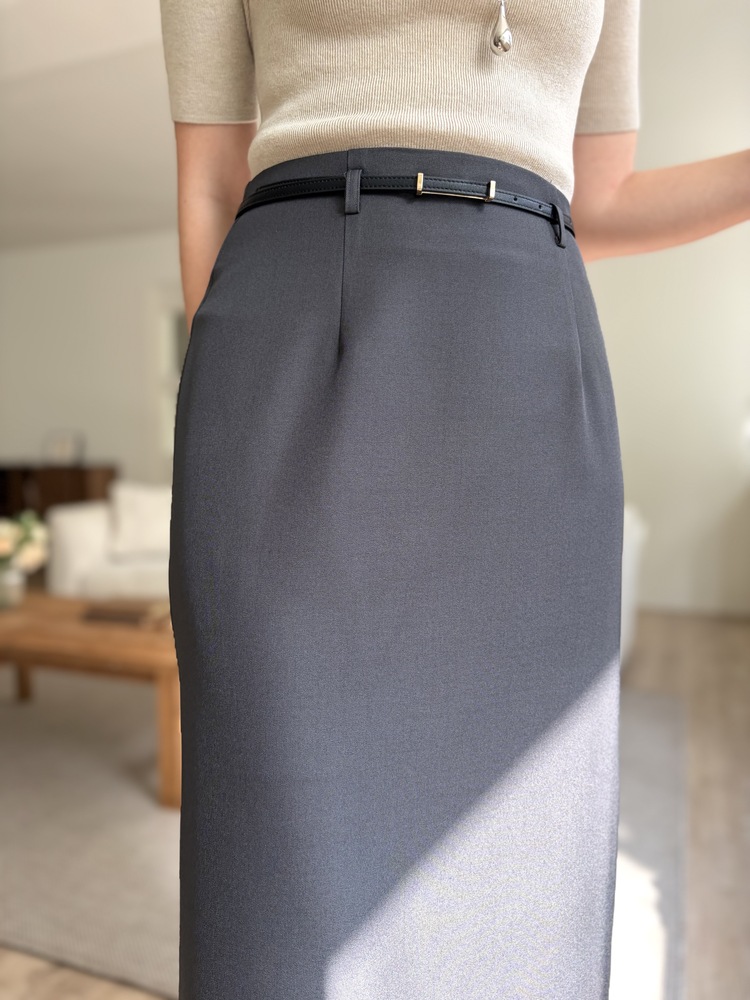 The Classy Belted Skirt (Charcoal)