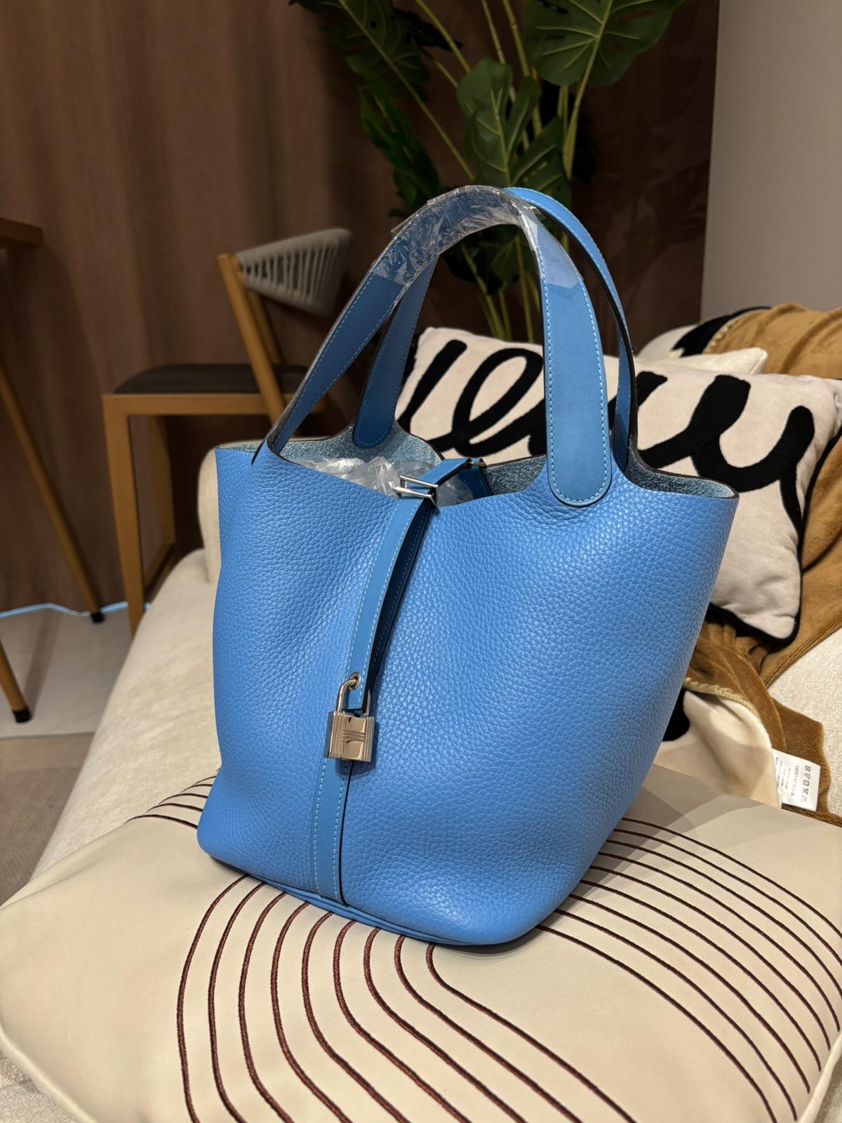 Hermes picotin 22,blue paradise 100%Authentic,98%new ✅KEY LOCKPAD ✅dust bag✅BOX 