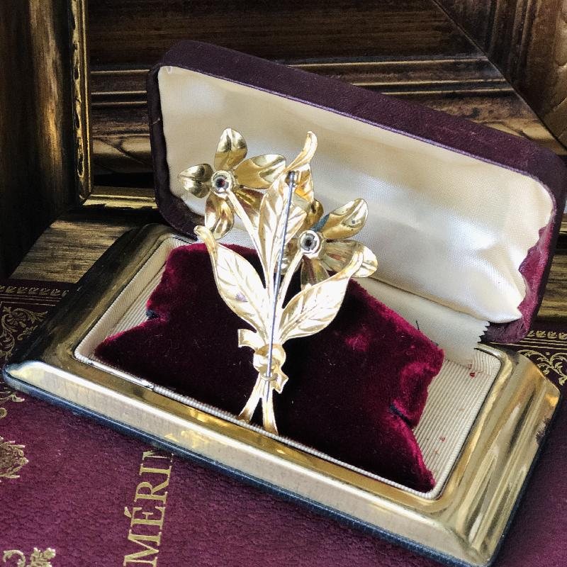 C.a. 1950s Austrian Style Handpainted Rose Mallow Flower Brooch from Canada(MT885)