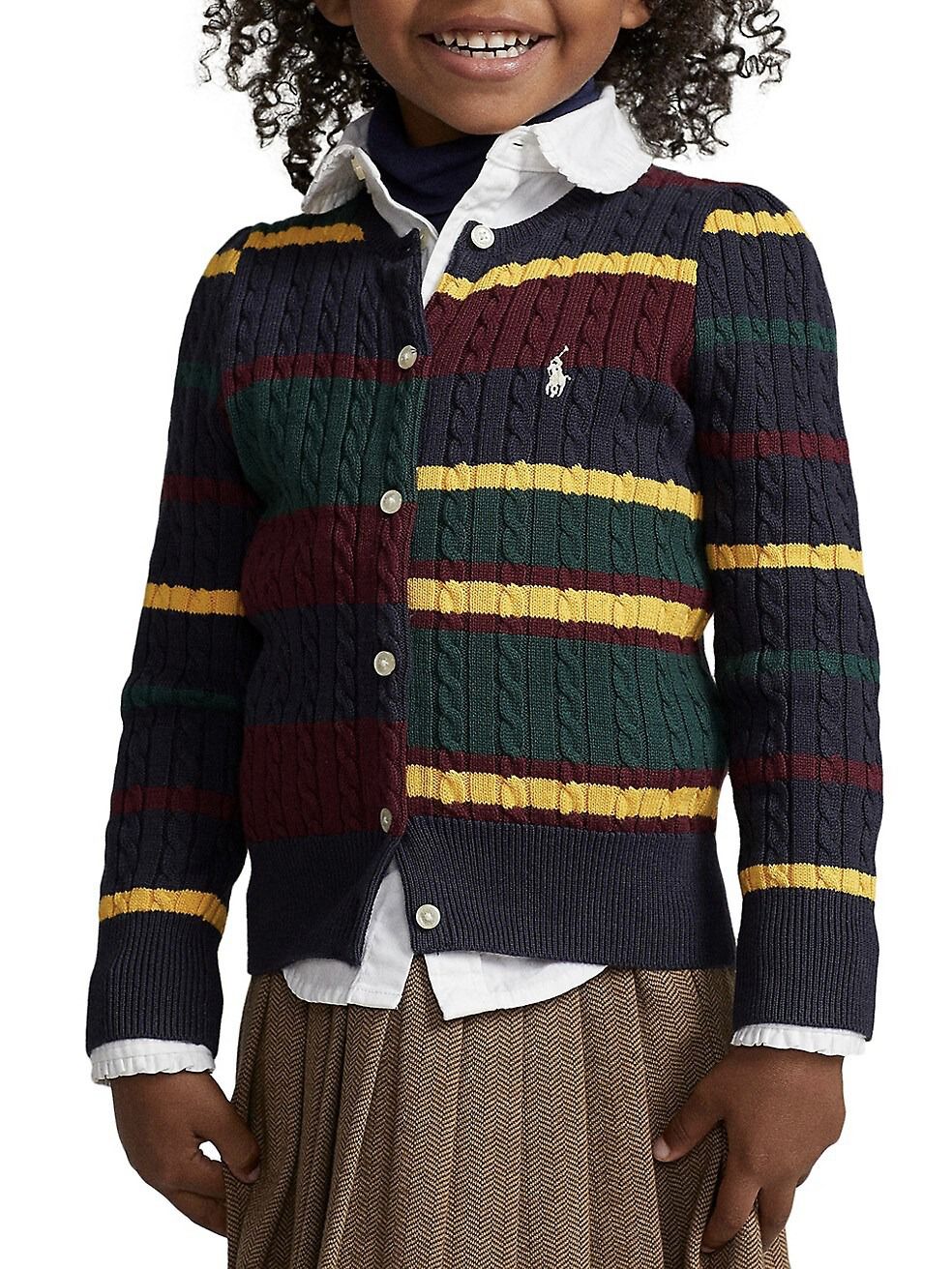 【限定學院風】Polo Ralph Lauren 女童經典麻花純棉針織衫 - 100% Cotton Cardigan