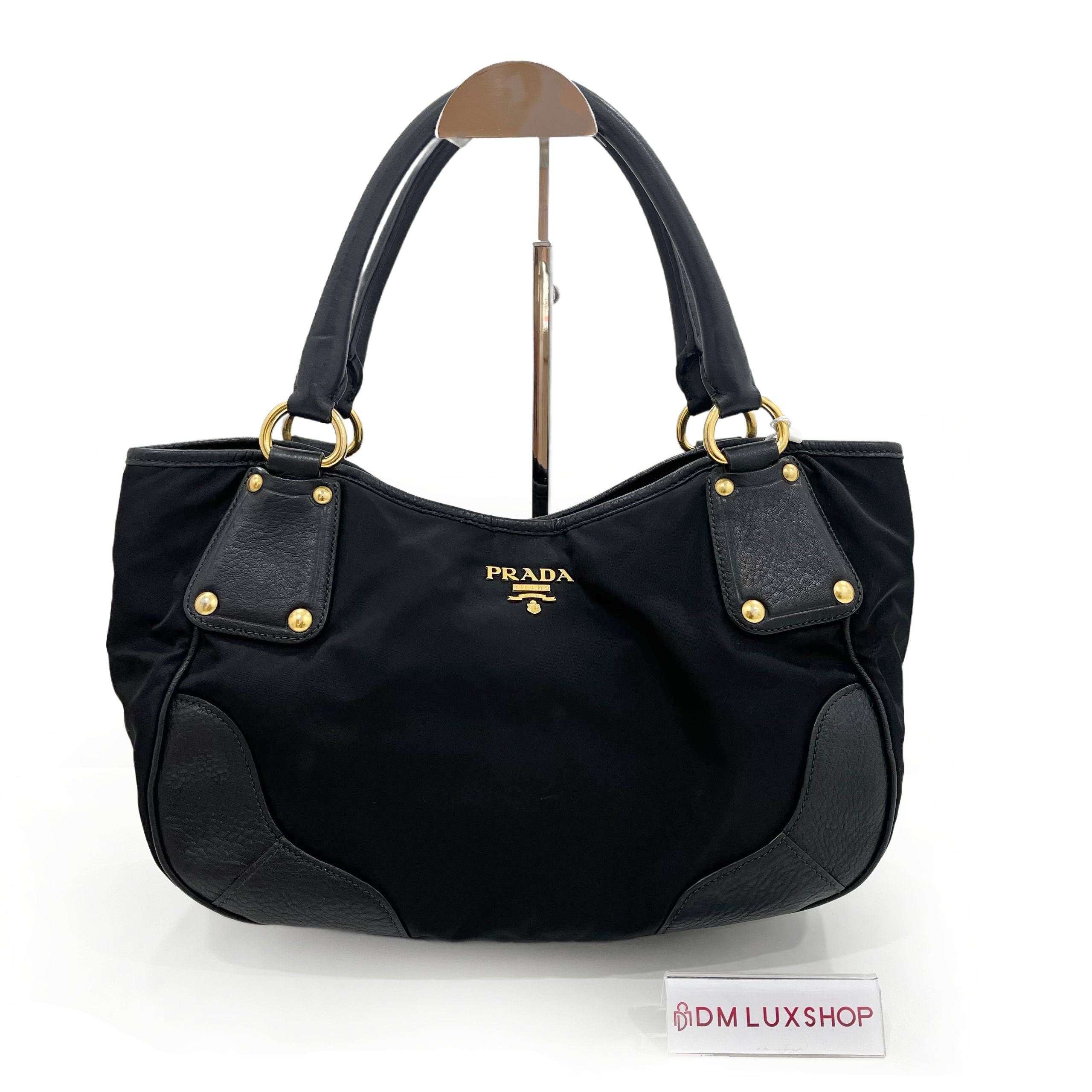 Prada Black Nylon Tote GHW