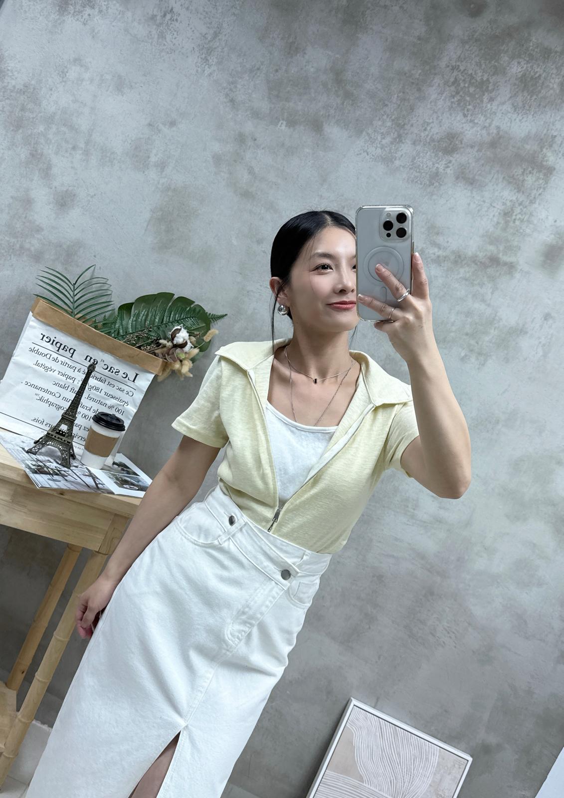 假兩件雙拉鏈Top