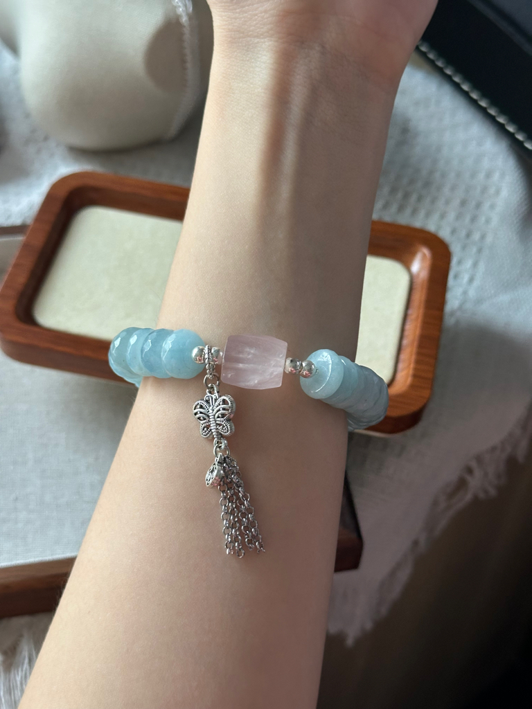 海蓝宝算盘珠粉晶 ｜ Aquamarine Abacus