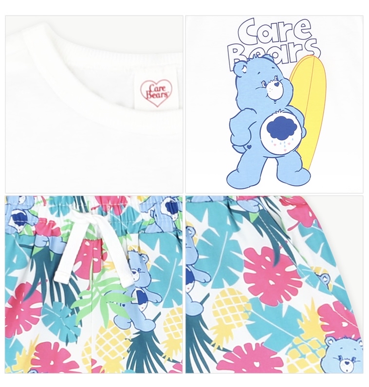 ☀️預訂 韓國直送☀️🇰🇷正版Care Bears沖浪暴躁小熊印花短袖上下套裝