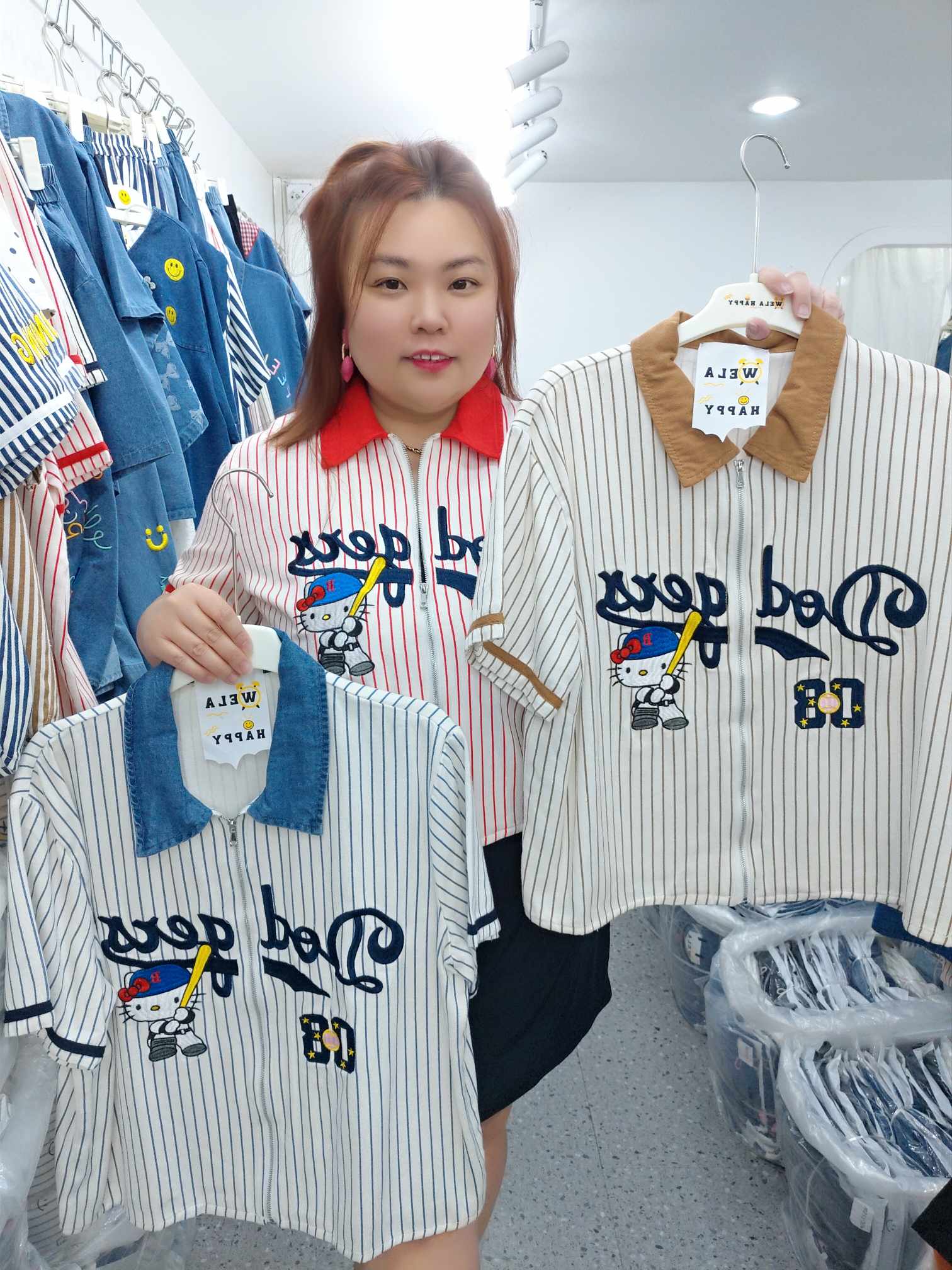 ENE15 棒球凯蒂拉链条纹上衣