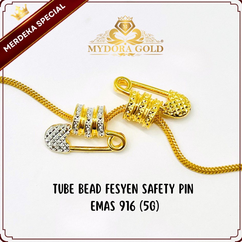 MYDORA Tube Bead Fesyen Safety Pin (5G) l EMAS 916/22K