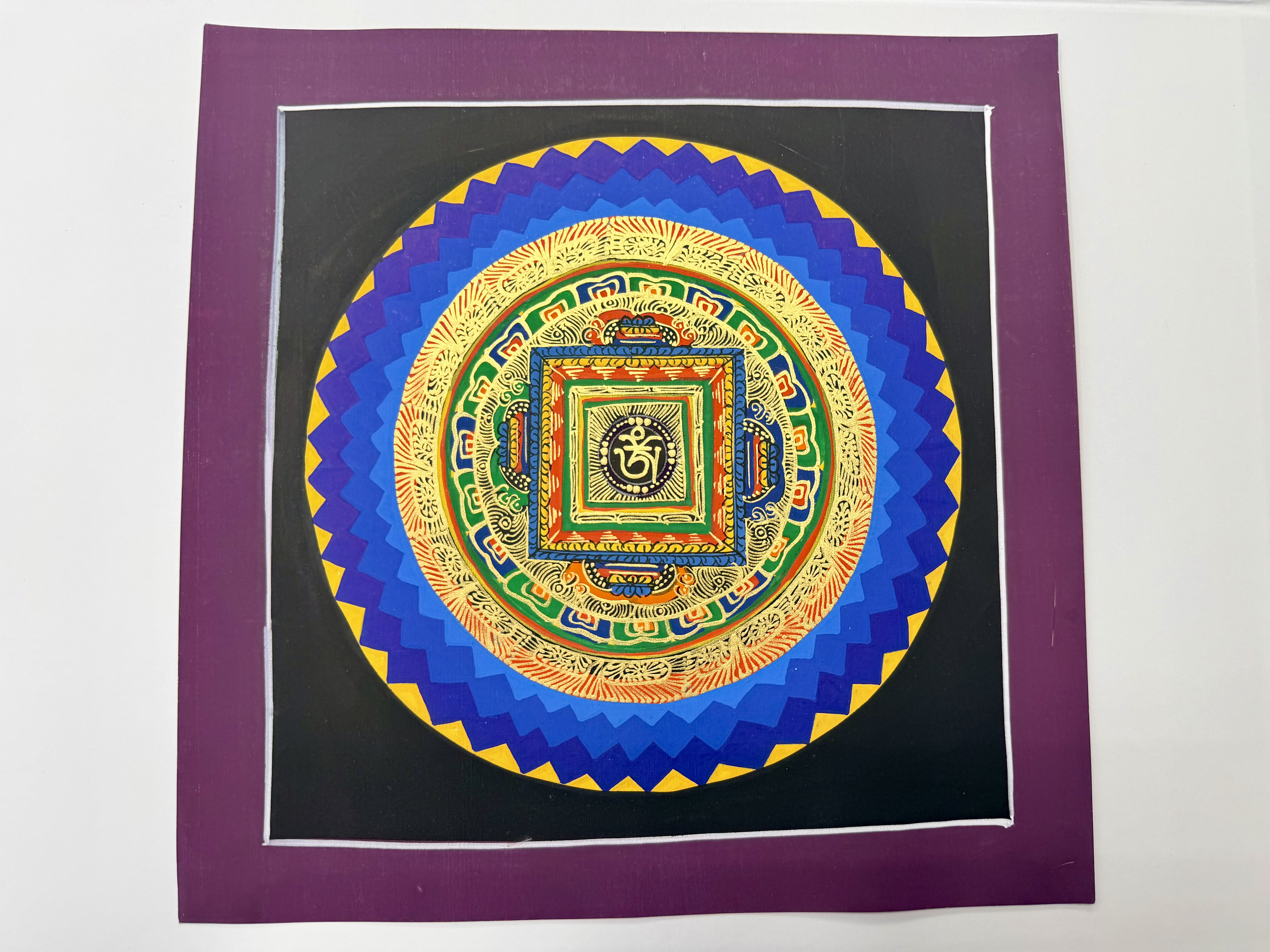 #1 尼泊爾三大廟加持手繪唐卡～OM 字 壇城25cm 