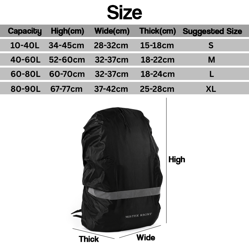 MR 10-90L Backpack Rain Cover Waterproof Bag Cover Stretchable Travel Hiking Climbing Bag Cover Kalis Air 背包雨罩