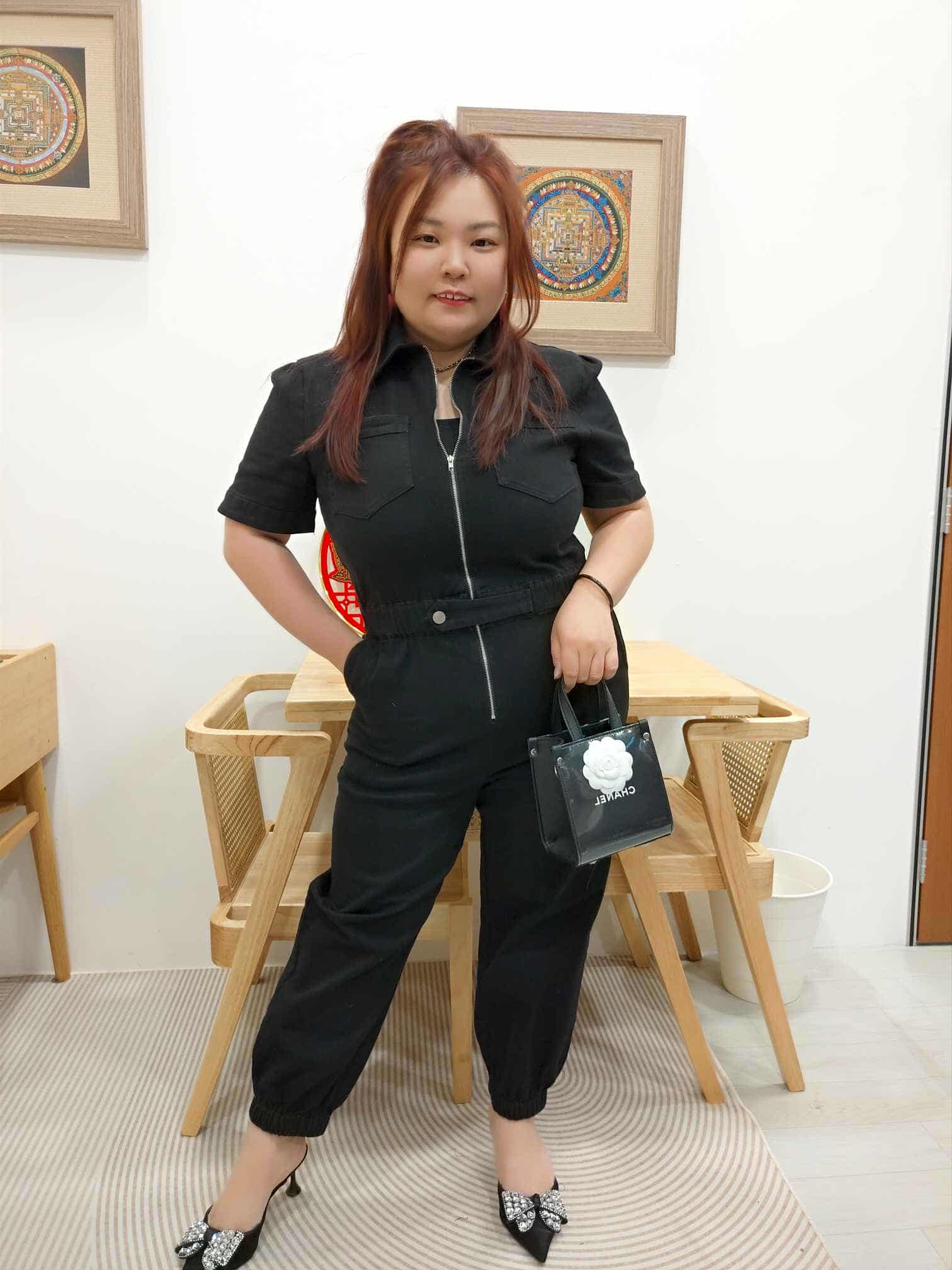 OTB04 K9194# 拉链工装设计连体长裤