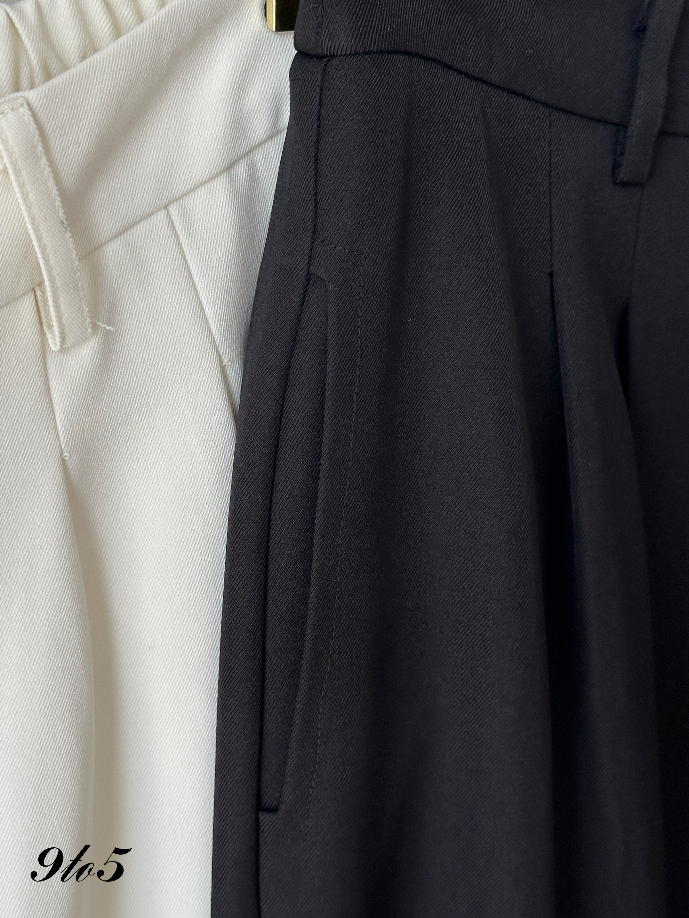 S1987 Wide Leg Long Pants - Black & Cream