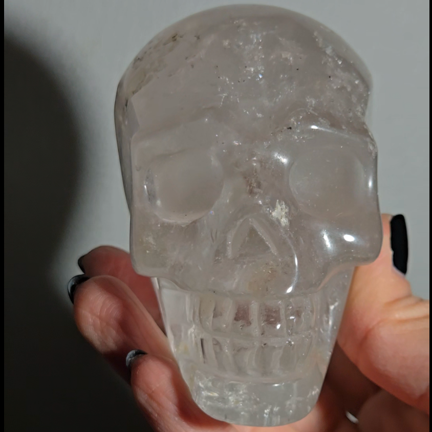 Clear quartz skull with rainbows - CQ49