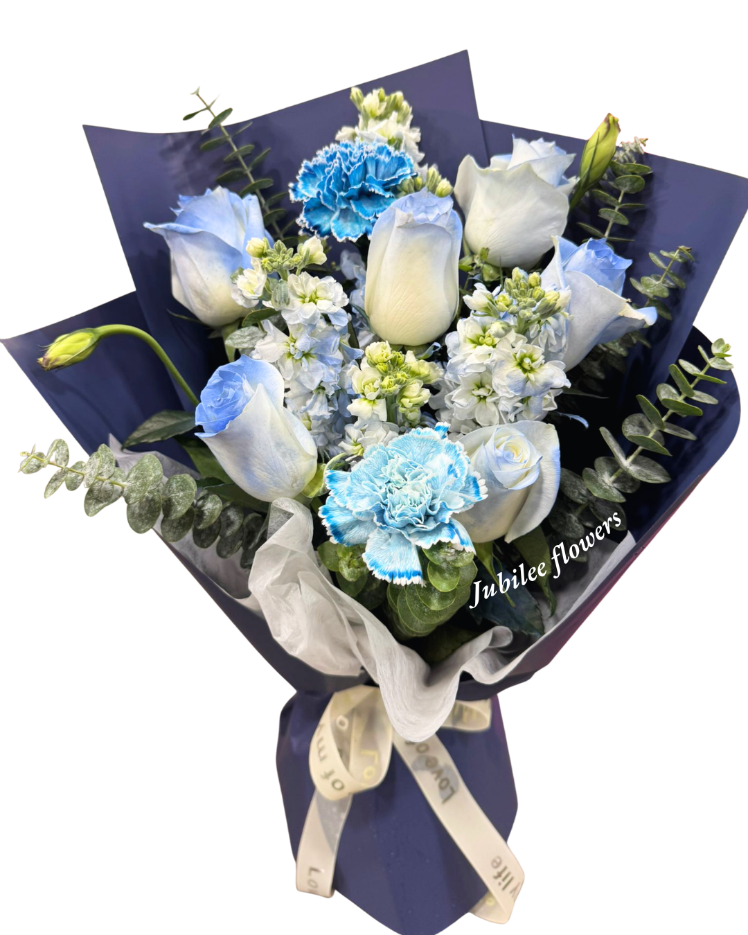 藍色驕傲玫瑰 × 康乃馨花束