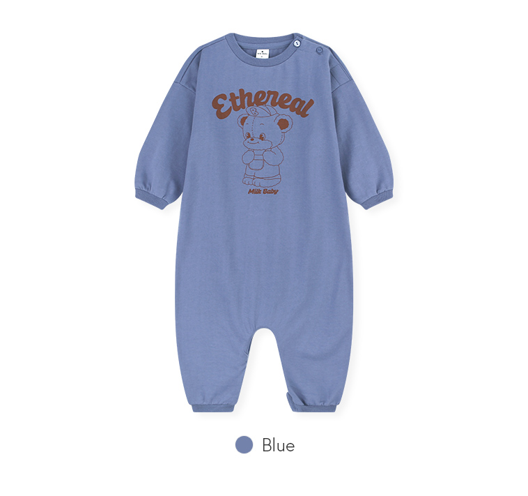 🍁預訂 韓國直送🍁🇰🇷Milk Baby兩色小熊字母印花寬鬆長袖連身服