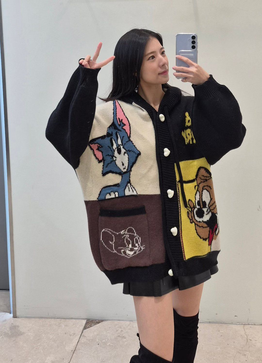 韓國東大門🌸 new design🌸 New 후드 톰가디건 Tom & Jerry Knitted Hoodie Cardigan