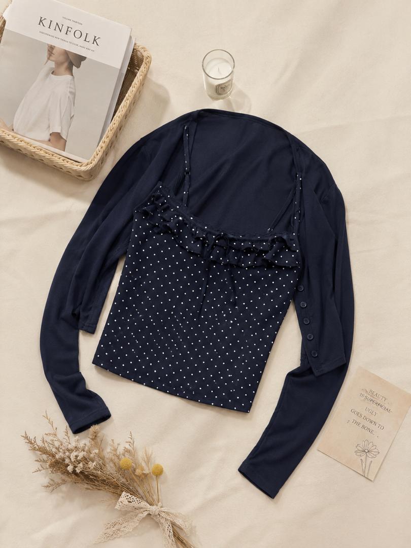 A190041 Knit Cardigan Two Piece Set