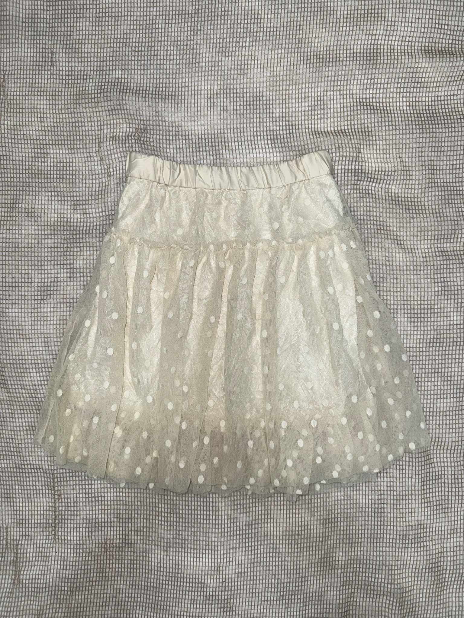 Cream Polka Dot Tutu Skirt