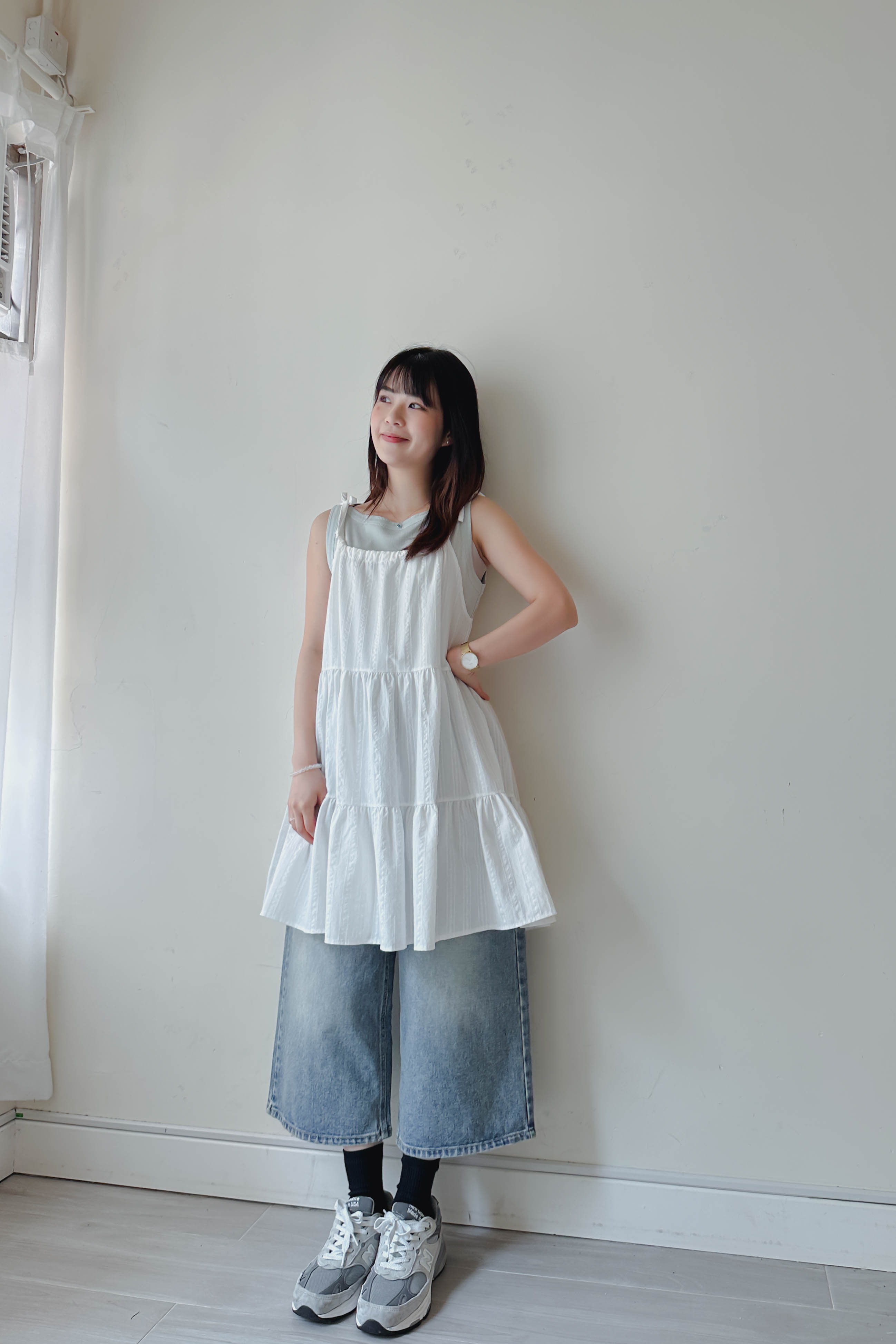 刷色八分牛仔褲