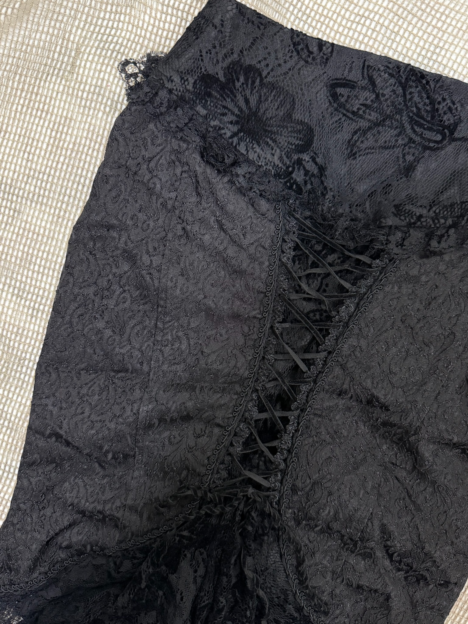 Punk Rock Lace Overlay Lace-Up Skirt/Top