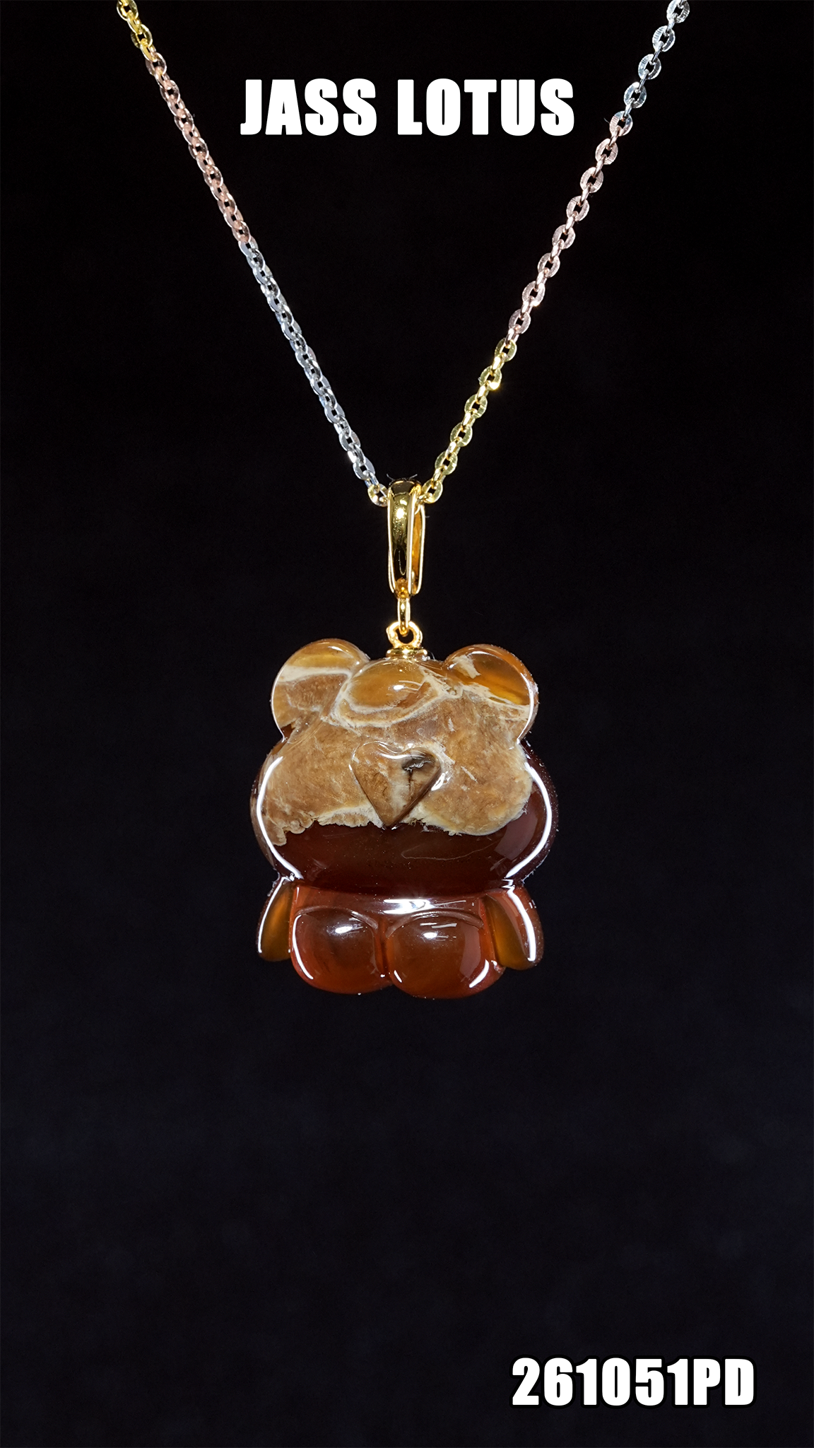 緬甸天然琥珀橘蜜妖花溶洞珀小熊吊墜