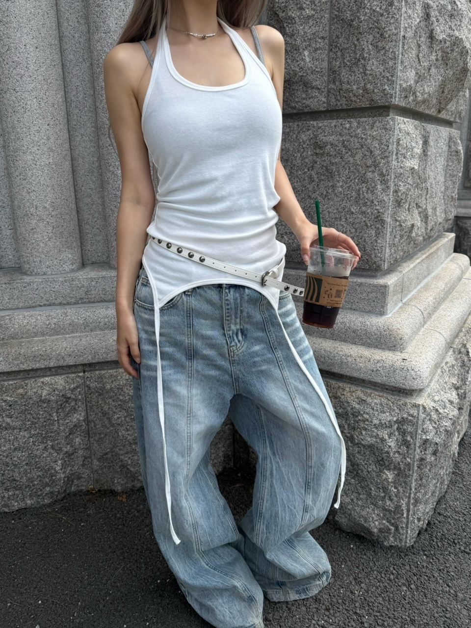 Asymmetric Halter Tank Top