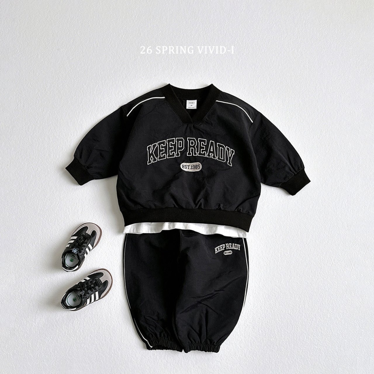 🌸預訂 韓國直送🌸🇰🇷VIVIDI四色棒球風字母刺繡寬鬆輕薄束腳褲