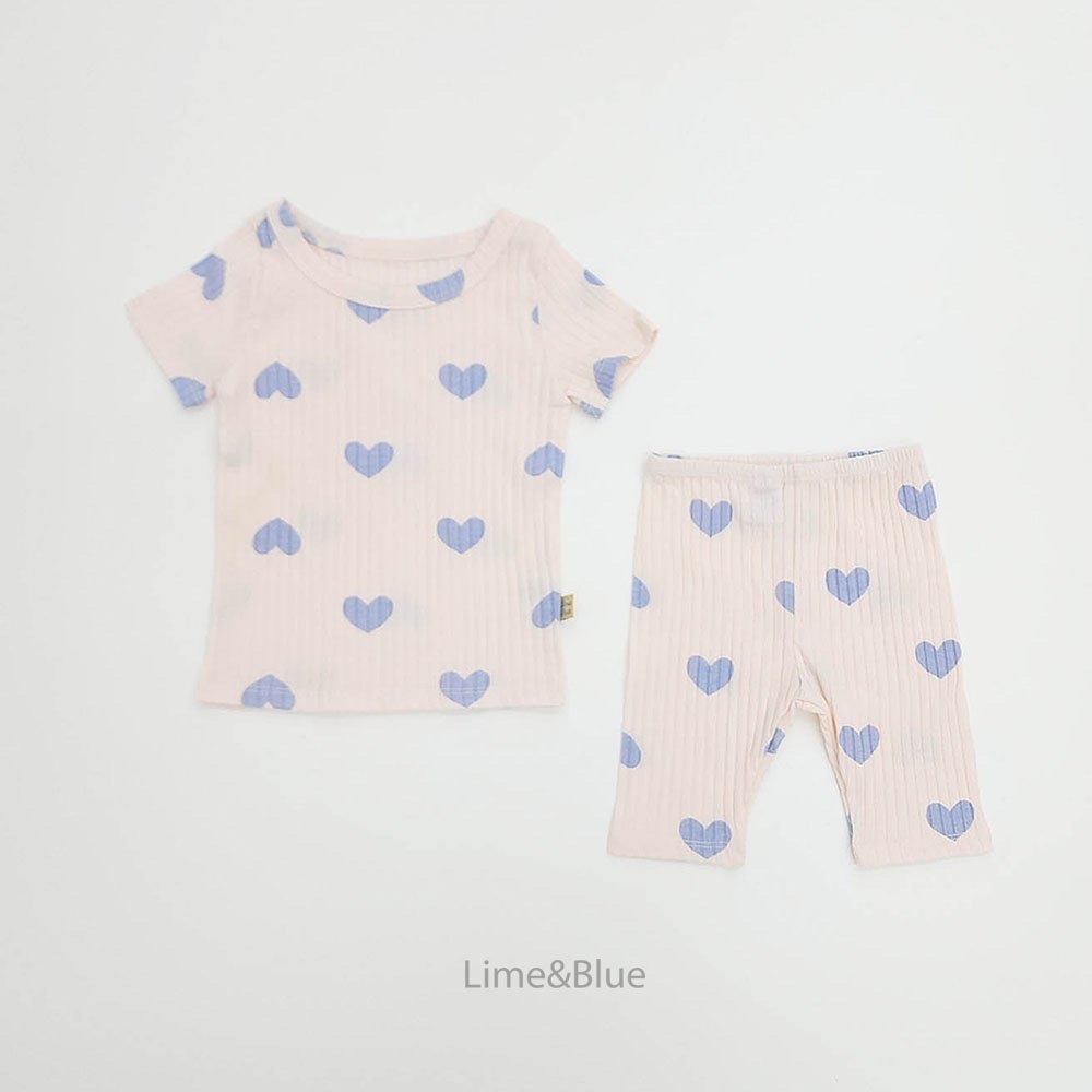 Modal Heart Ribbed Short-Sleeve Set