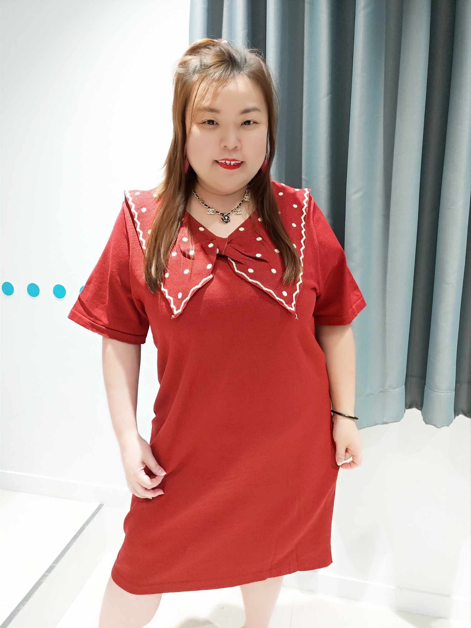 DSD03 波点大蝴蝶结针织连身裙