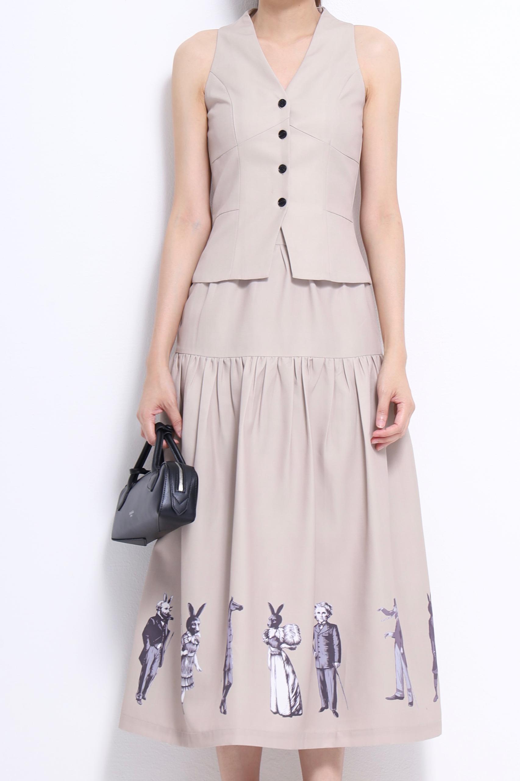 CS1418 GRAPHIC PRINT FLARE SKIRT