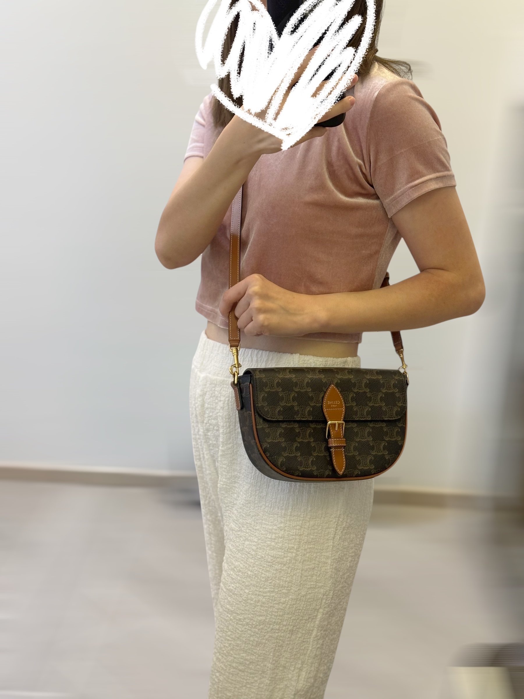 未使用品 Celine Folco 2用手袋 Canvas