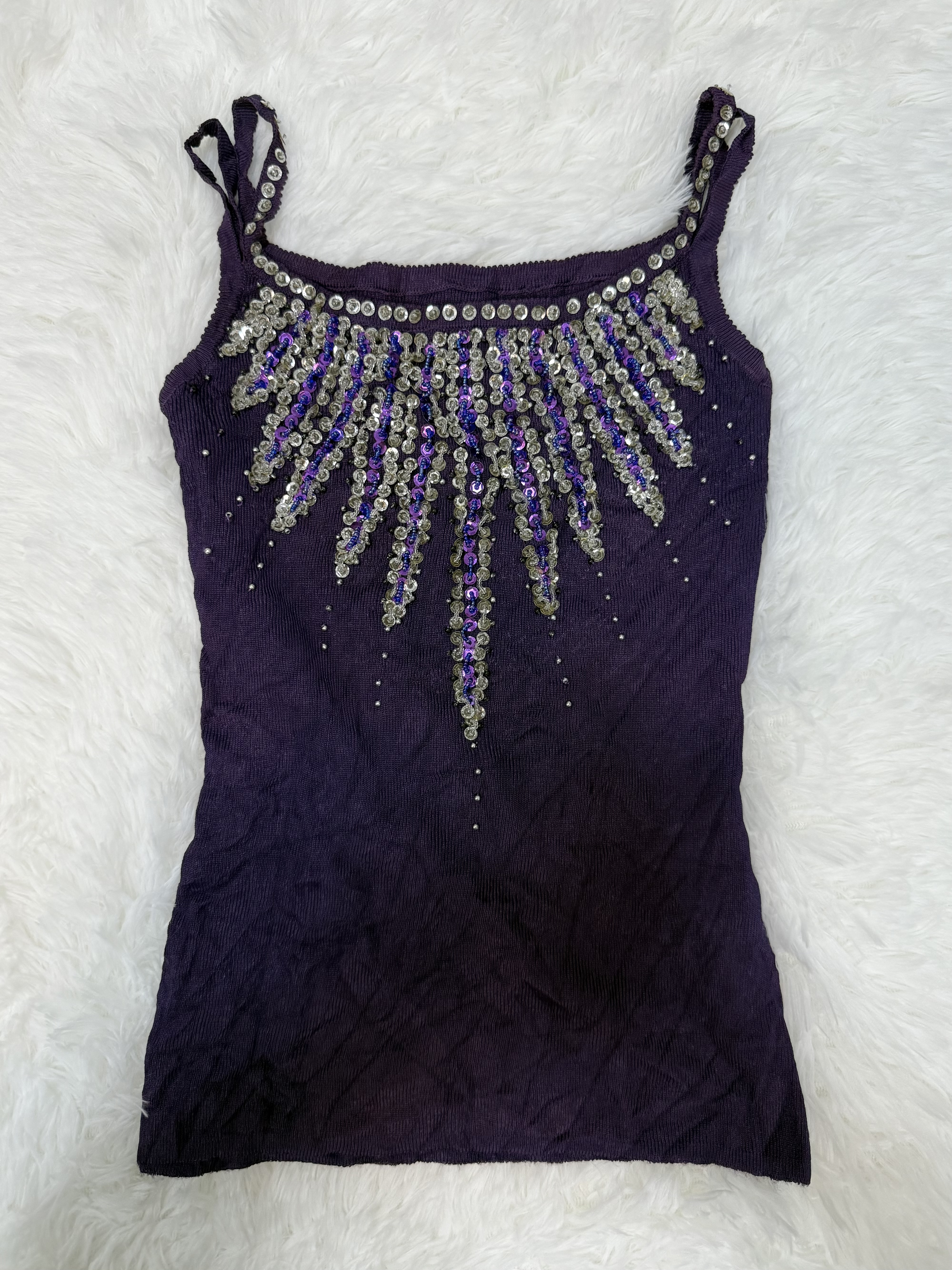 Y2k Subculture Purple Sequins Codrey Cami