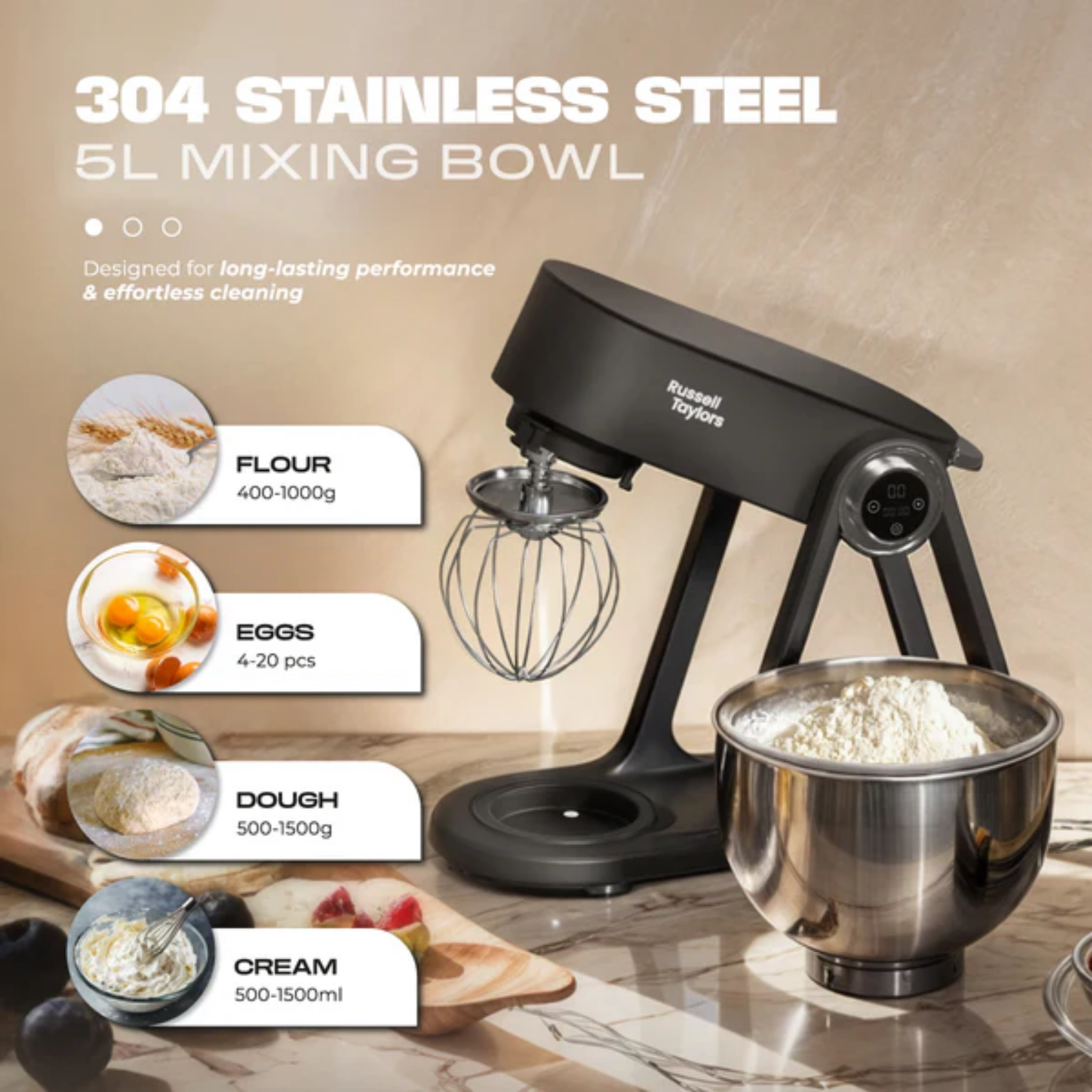 Russell Taylors 5L Professional Stand Mixer (S4)