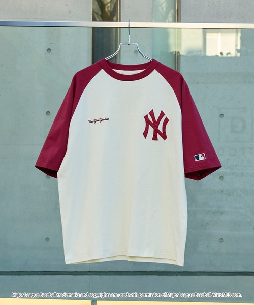 日本直送MLB刺繡T恤  MLB/美國職棒大聯盟 定製 徽章刺繡 復古加工短袖T恤男女可穿