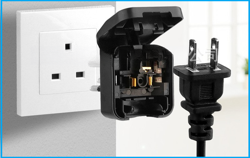 2flat pin to 3 pins Socket adaptor convertor with Safety Fuse