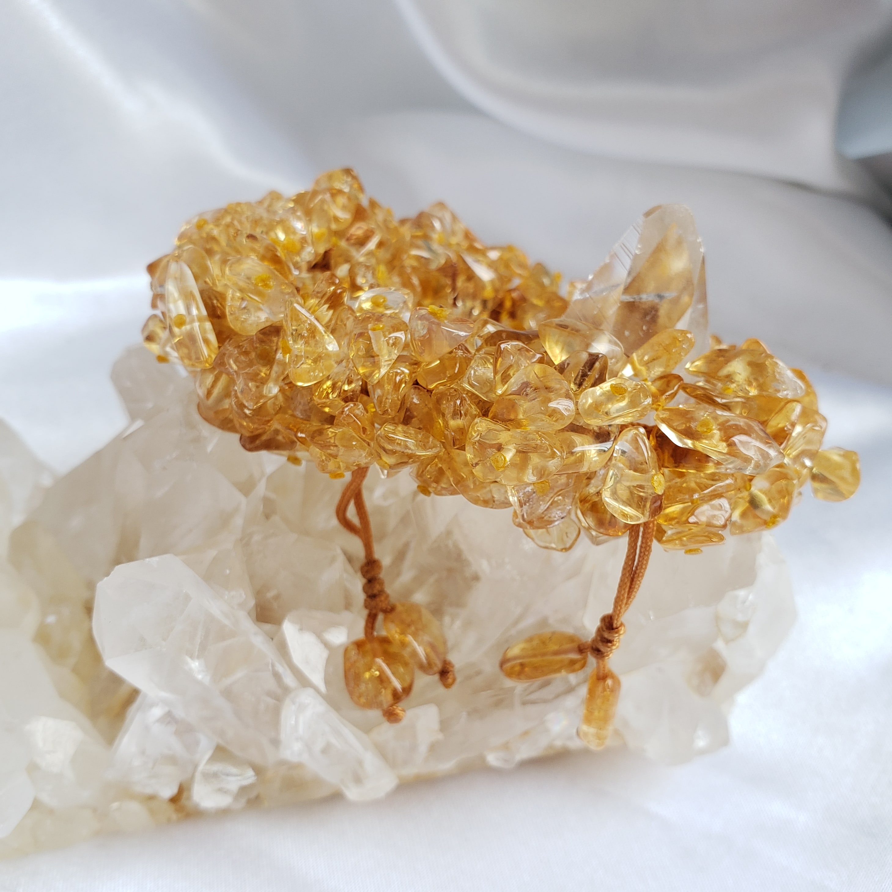 黃水晶織繩手鏈