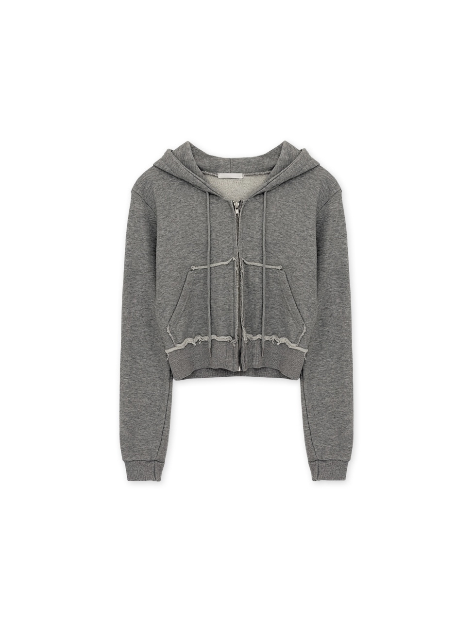 Distressed Cropped Zip-Up Hoodie