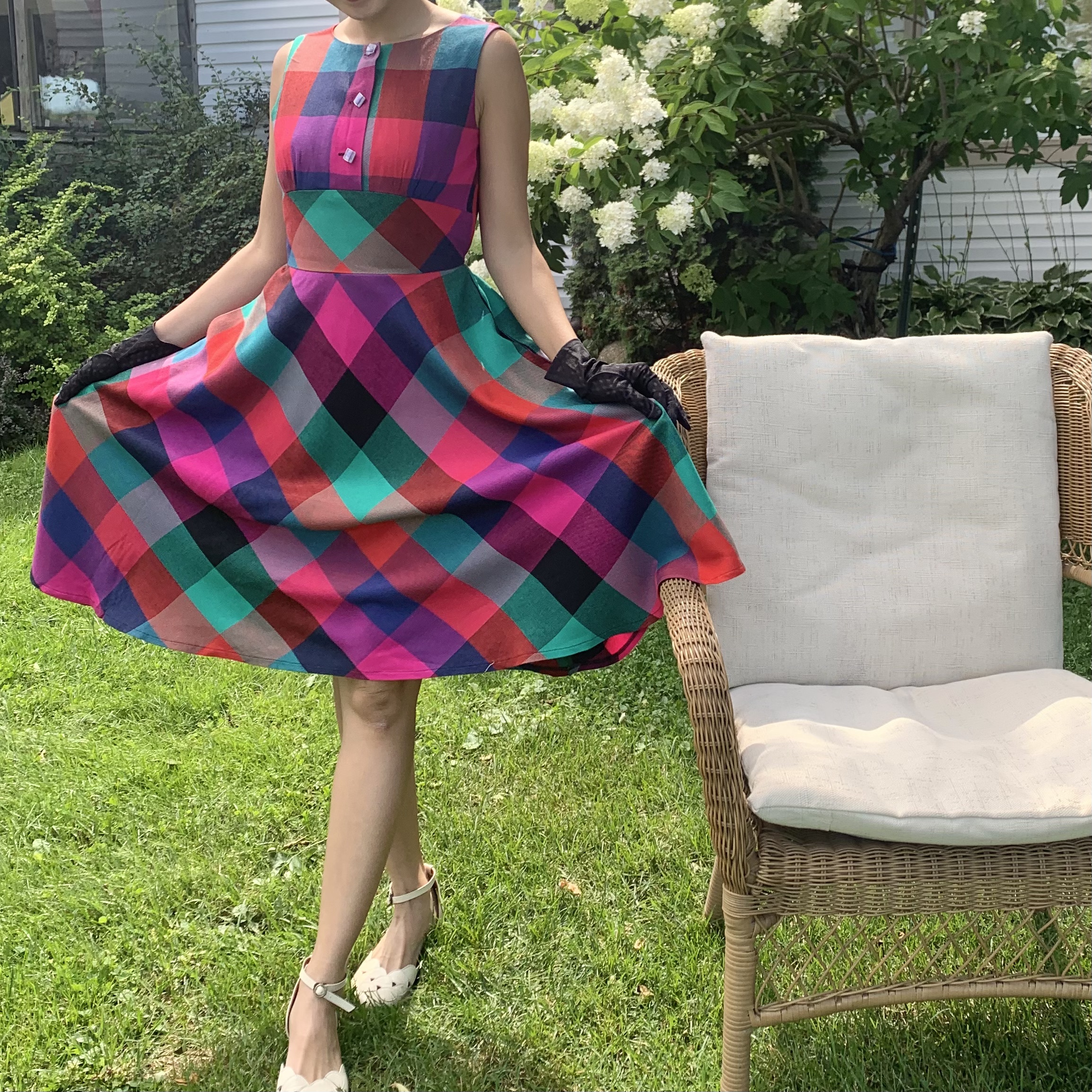 (Last XS) 1950s Inspired Merry Check Summer Swing Dress - Limited (FM146)