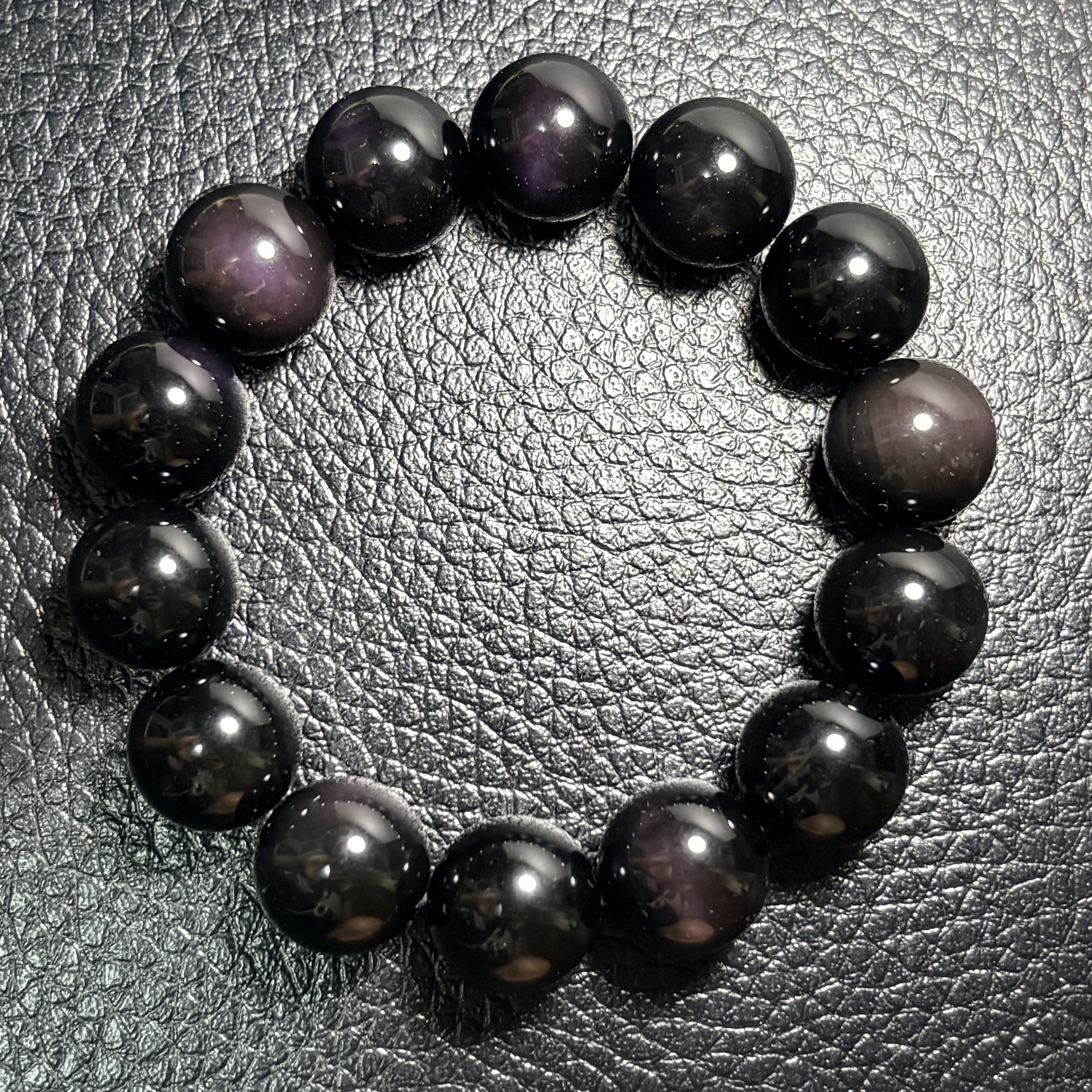 16mm雙彩彩曜石手串（紫紅）No.4487丨規格:16mm珠/ 18cm內圈