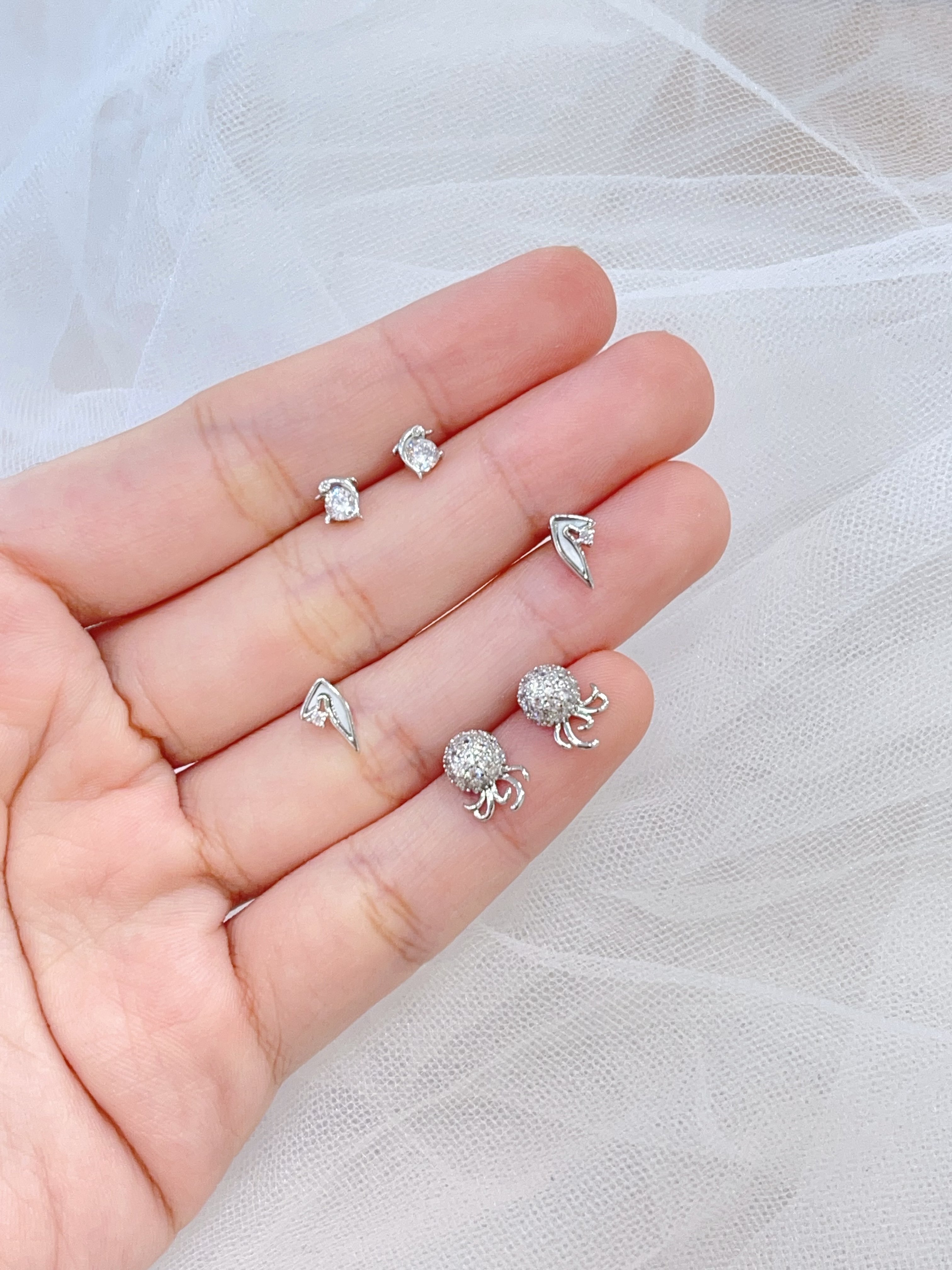 镶钻小八爪鱼耳环套装