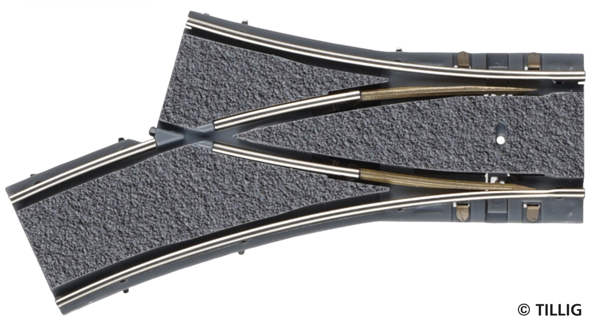 Tillig LUNA HO 單軌路石分差向左波口 1:87 Single-track branches bitumen/concrete 馬路路軌•城市輕軌•電車路軌