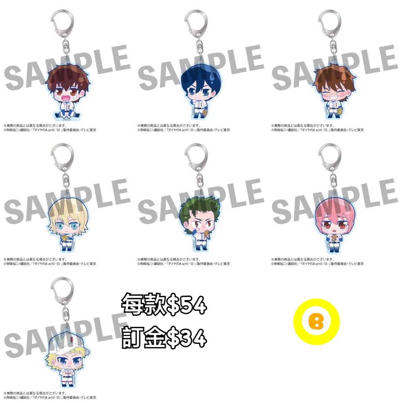 Preorder預訂6/2026年鑽石王牌うるっこ匙扣