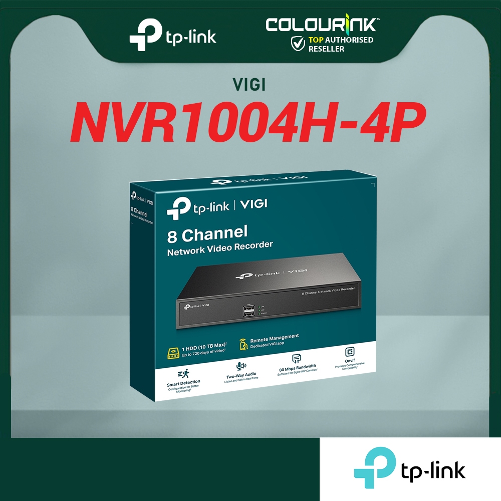 TP-Link Vigi NVR1004H-4P 4 Channel PoE+ Network Video Recorder with Remote Monitoring