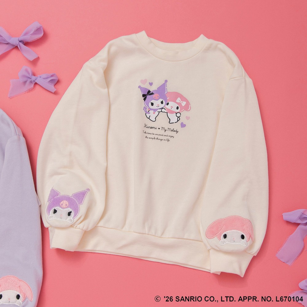 🆕【⭐訂購⭐】🇯🇵日本直送 🌀#Melody n #Kuromi 刺繡圖案 貼花袖口 泡泡袖衛衣[2款選] 🌀 [ELJA-0163][261119]