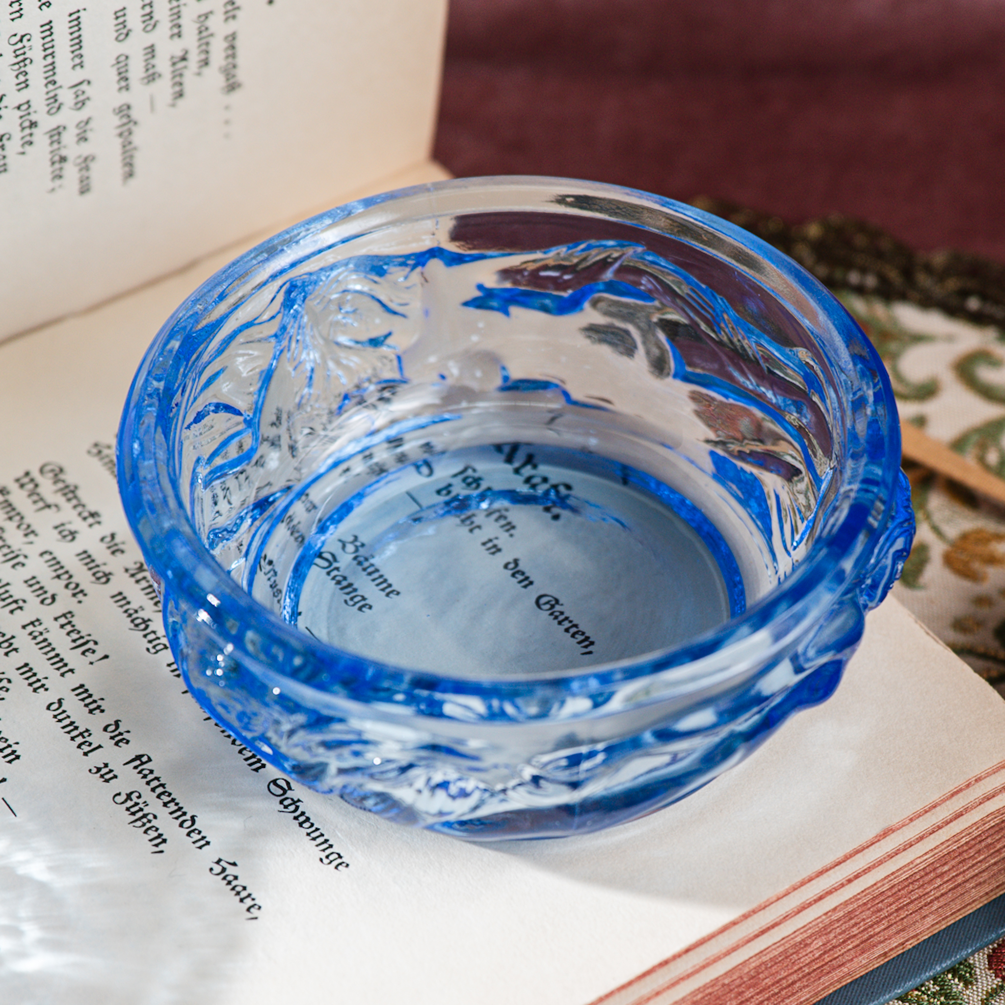 Rare! 1960s New Old Stock West German Nude Goddess 3D Sculpture Blue Glass Trinket Box(MZ017)