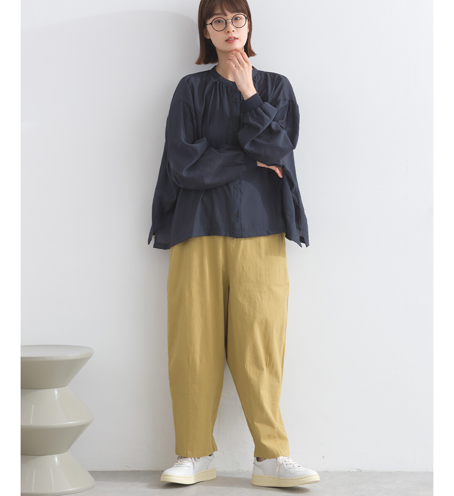 LP - 絲滑觸感蝙蝠袖襯衫 (碳灰色)