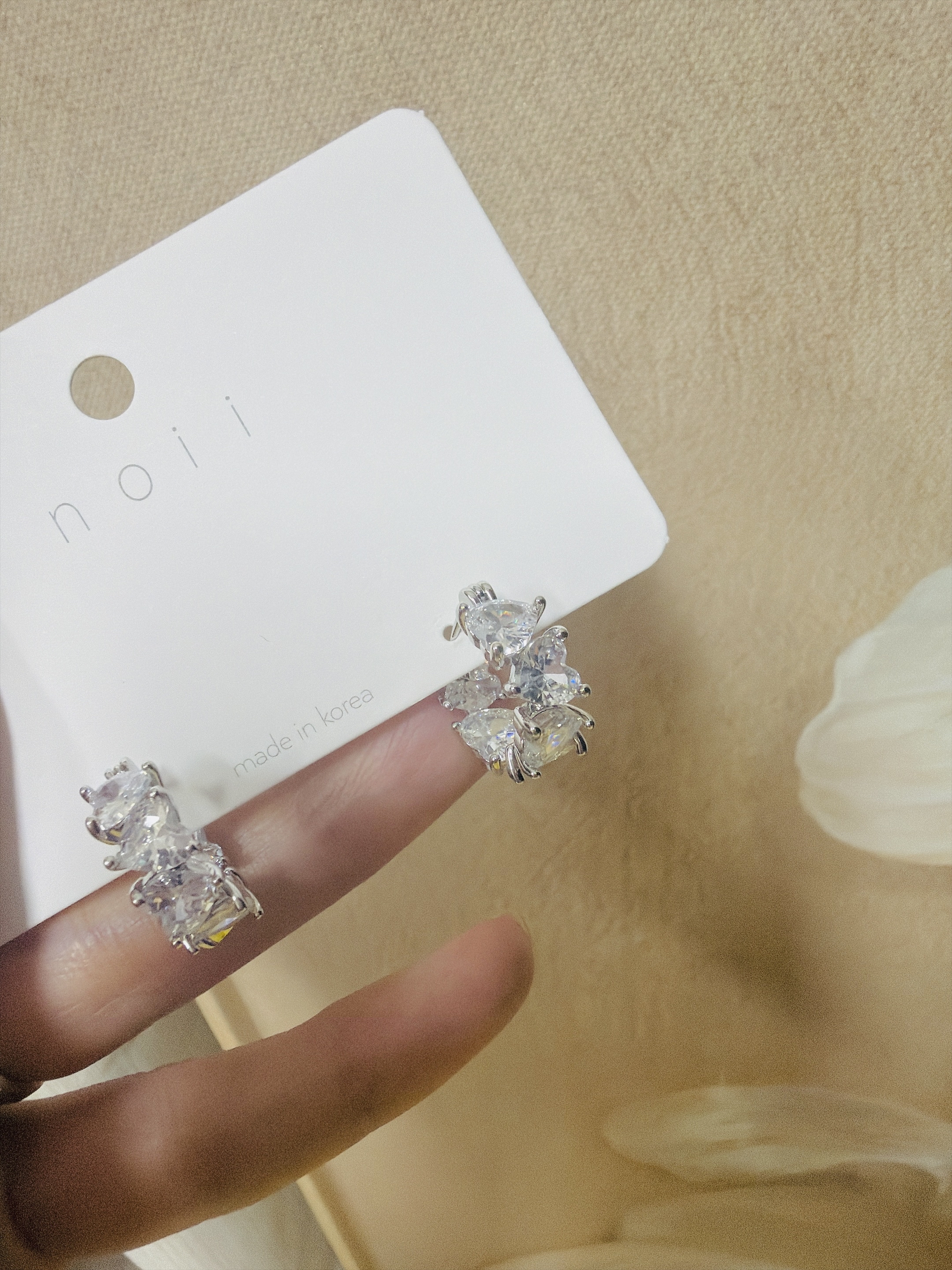 水晶心心形耳環 earrings 