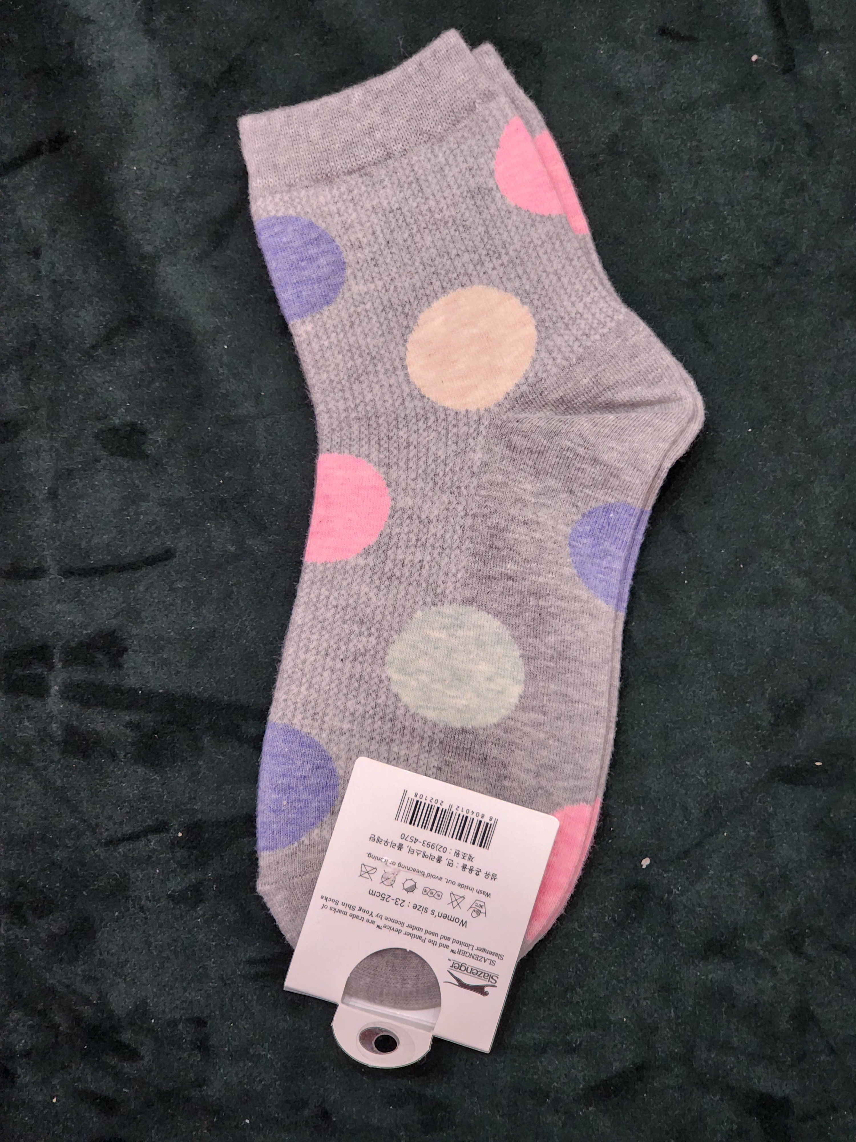 Slazenger Mid Socks Women White Yellow Orange Green Dots